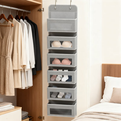 SIMPLE HOUSEWARE Clear Window Over Door Storage Organizer With 6 Extra Large Pockets For Bedroom Bathroom Pantry Closet Organization Hanging Door Solution