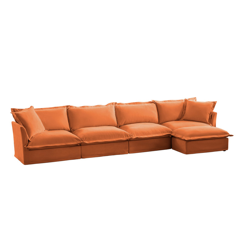 L-Shaped 4-Seater Sectional Sofa For Living Room, 34.65" H x 156.65" W x 55.05" D