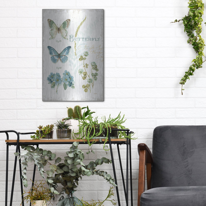 «My Greenhouse Botanical Butterfly» par Lisa Audit, art mural en métal, H 16 po x l 12 po