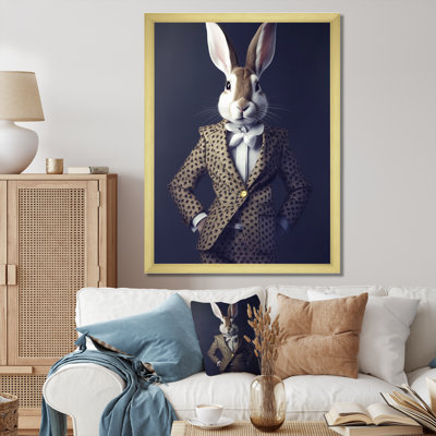 White Rabbit In Fancy Suit - Rabbit Canvas Print