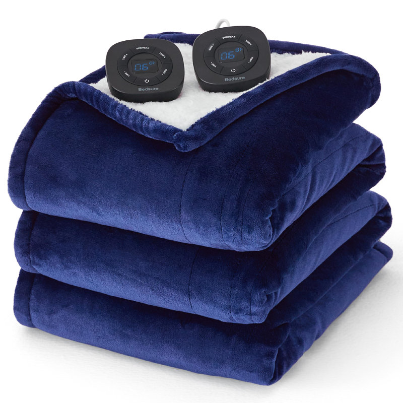 Electric Blanket - Dual Control Heated Blanket, Fast Heating with 10 Time Settings & 10 Heat Settings , King, Pageant Blue