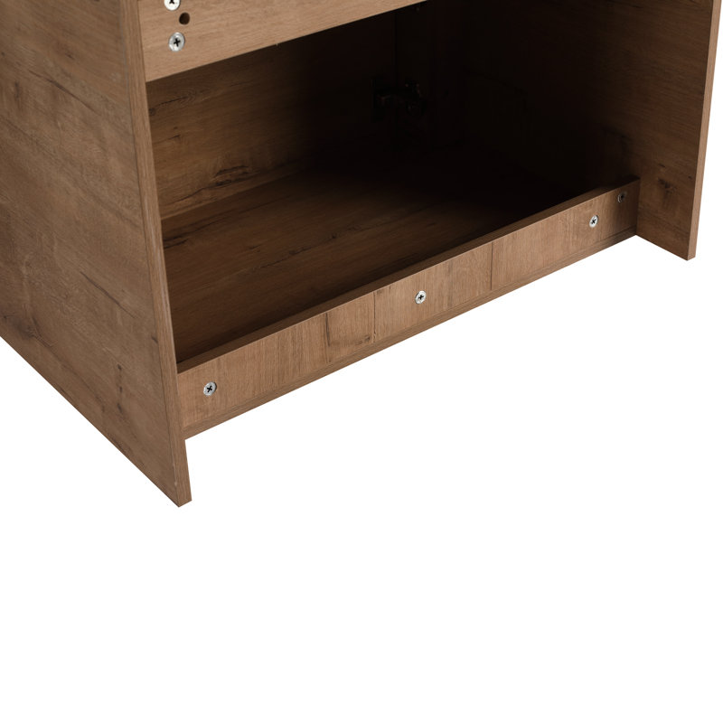 Meuble-lavabo 28 po avec lavabo en céramique blanche, 1 porte, 45 poignées dissimulées, meuble-lavabo en contreplaqué à surface lisse, 3 charnières, pour
