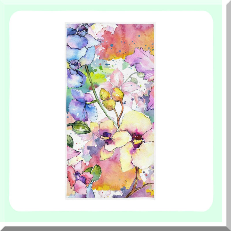 Vibrant Bloom Watercolor Hand Towels - Colorful Floral Bath & Guest Towels for Home Bathroom Decor, 15x30 Inch