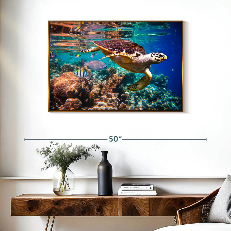 Vie marine vive, Cadre flottant doré, 37 po x 25 po
