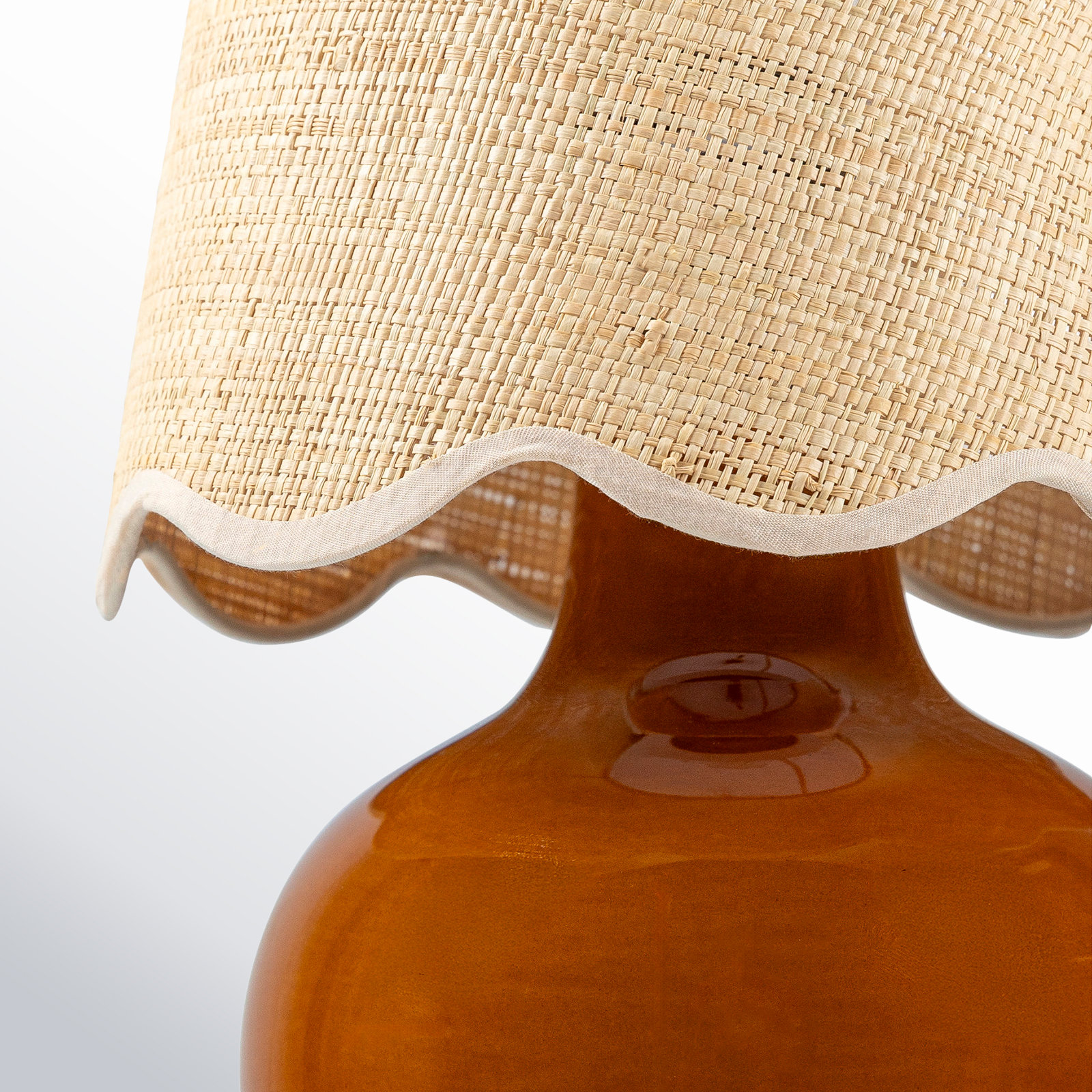 Momsen Scallop Shade Lamp, 13"" H x 8"" W x 8"" D, Brown, Natural