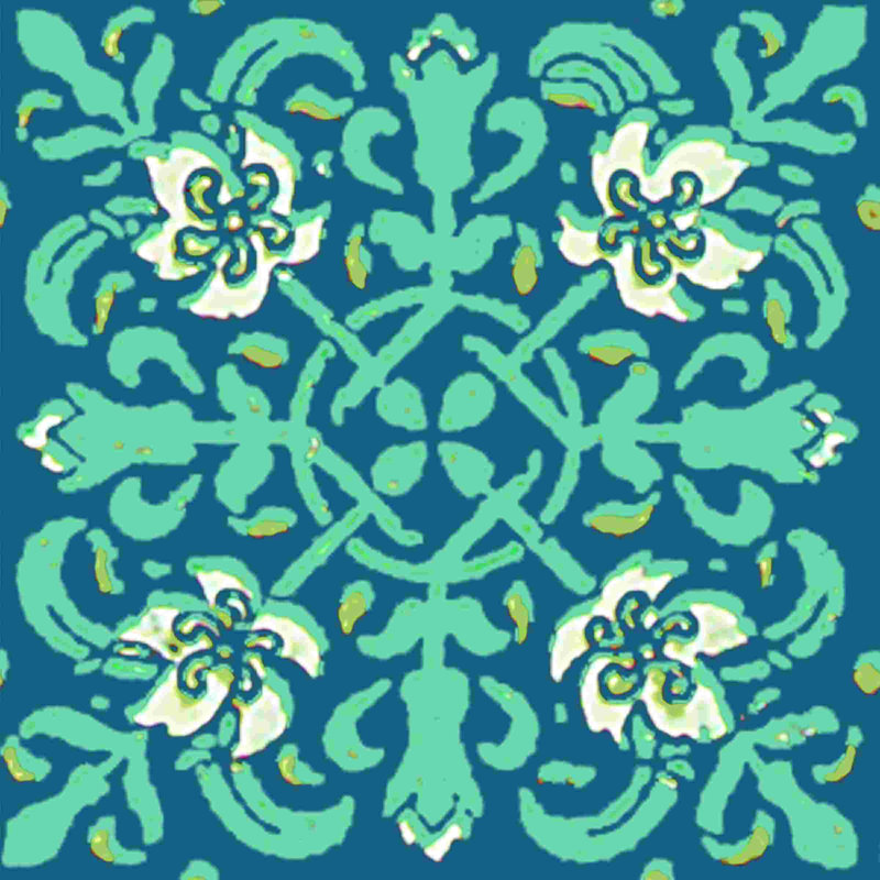 Graphic Blue Tiles 12 - Impression sur toile tendue, H 12 po x l 12 po