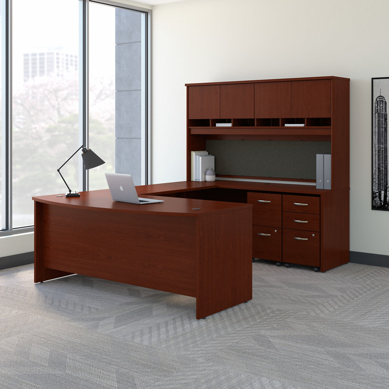Series C 4 Piece Executive Desk Office Set, Mahogany