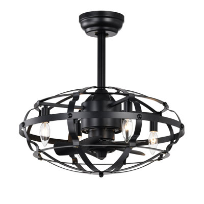 Ventilateur de plafond intérieur moderne avec télécommande et ensemble de lumière de ventilateur industriel rouge rouille sans pales