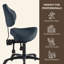 Fauteuil à roulettes pivotant avec roues et support de dossier ergonomique Latitude Run®-587143872-590031889