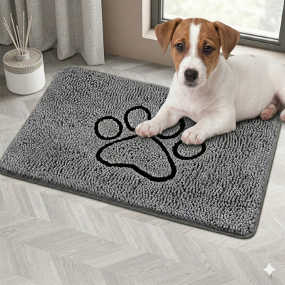 Highly Absorbent Entry Mat for Dogs, Measuring 30 by 20 Inches, Non-Slip Mat Designed for Muddy Paws, Machine-Washable Pet Rug That Captures Moisture and Debris, Suitable for Dog Crates and Pet Resting Areas