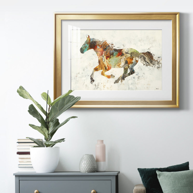 " TOTEM II ", 18.5" H x 24.5" W x 1.5" D, Gold Framed