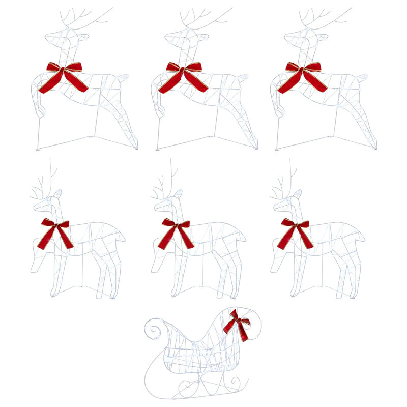 Christmas Reindeer with sleigh LED Christmas Reindeer, Transparent String, Cold White, 7