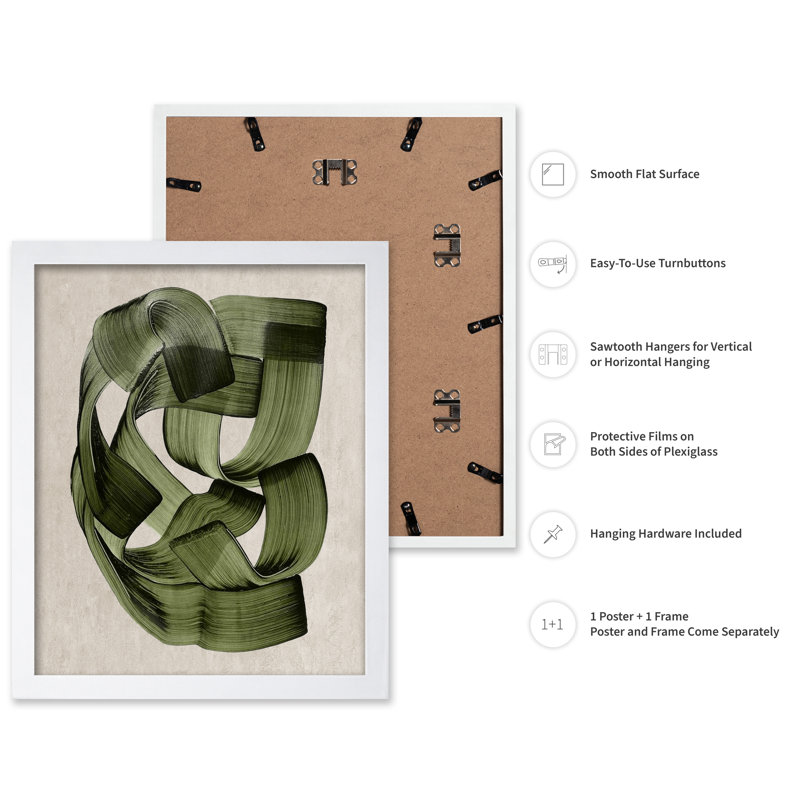 Vert abstrait, Poster, 24"H x 32"W, White Framed