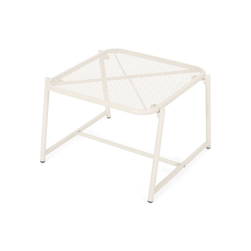12.86"H Iron Side Table For Outdoor, White Mesh Top, Modern 19.91" X 18.5 18.5" Table, Iron, 12.86" H, Outdoor Decoration