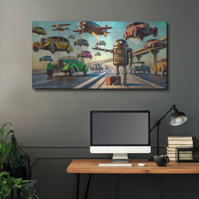 Art mural en métal Latitude Run® «Need A Ride» par Rey Klimt