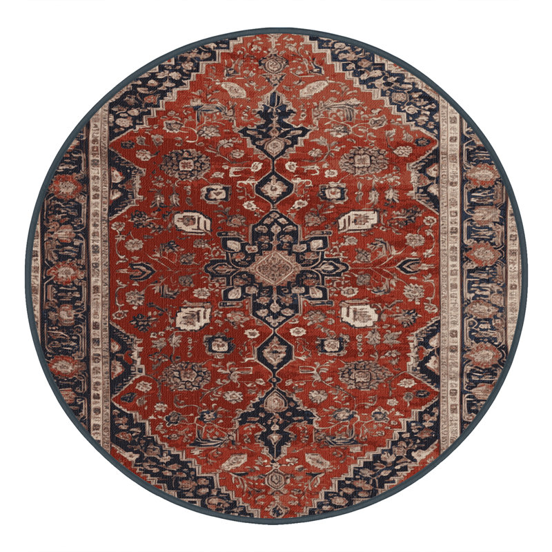 Tapis brun lavable à la machine, Rond 6 pi x 6 pi