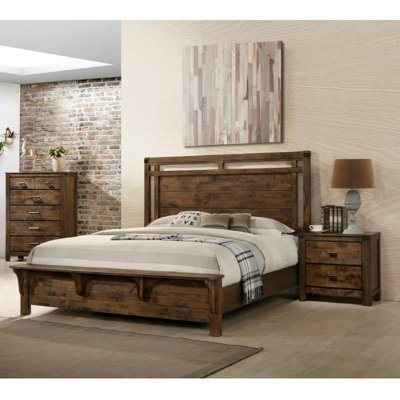 1pc Rustic Industrial Style Five Drawer Chest Bedroom Solid Wood Wooden Furniture
