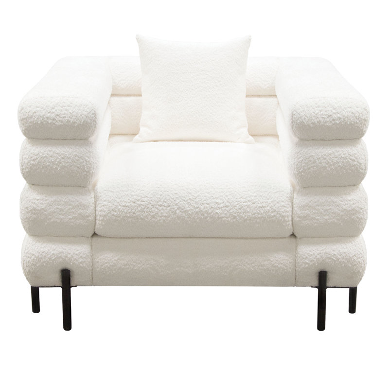 Fauteuil Vox en simili peau de mouton avec pieds en métal et poudre noire par Diamond
