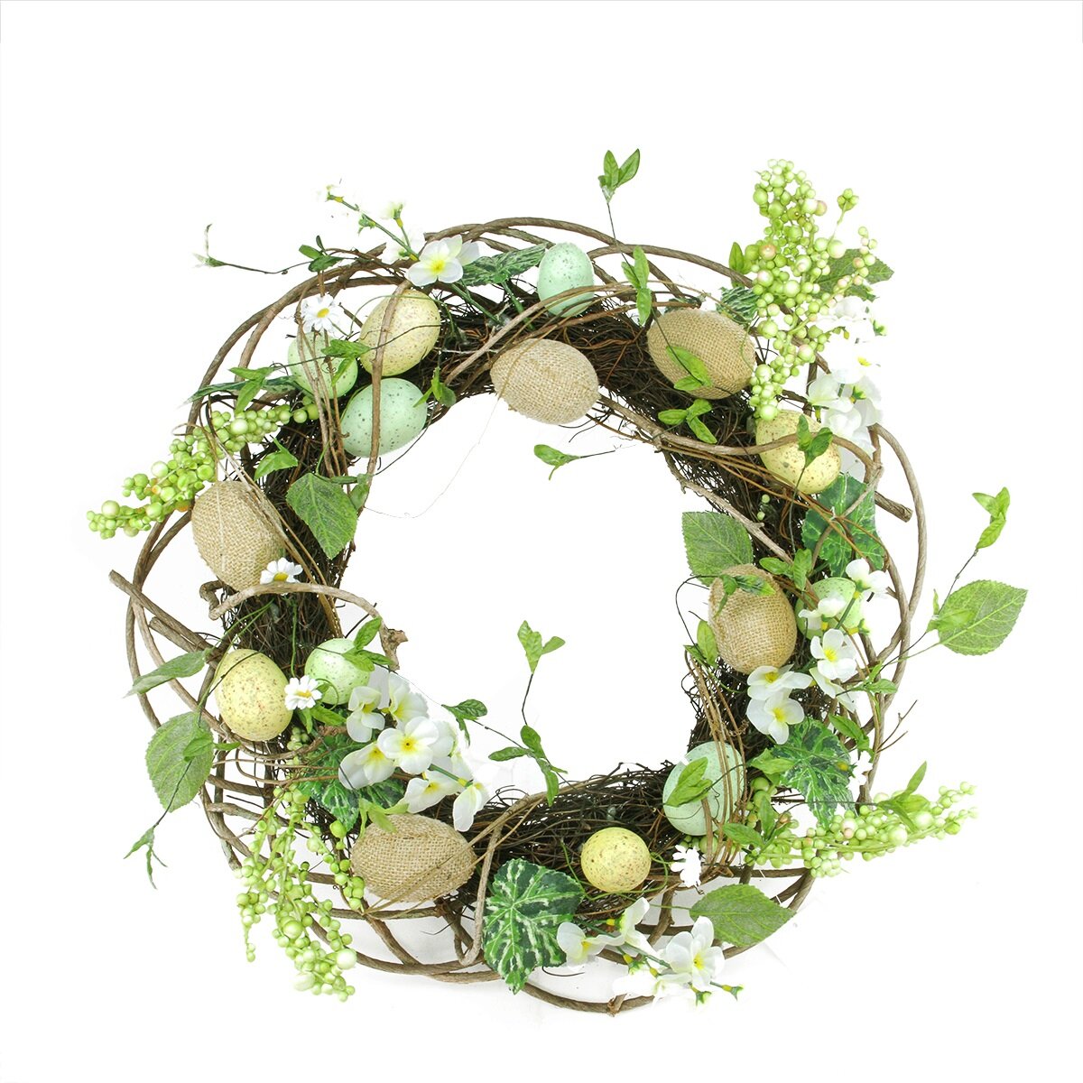 Northlight Speckled Easter Egg Twig Spring Floral Wreath 20-Inch | Wayfair