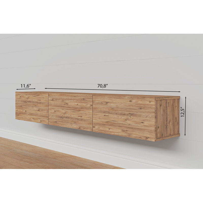 Ozge Modern 71" Floating TV Stand with Storage  Wall-Mounted Media Console for TVs up to 80", Ciragan