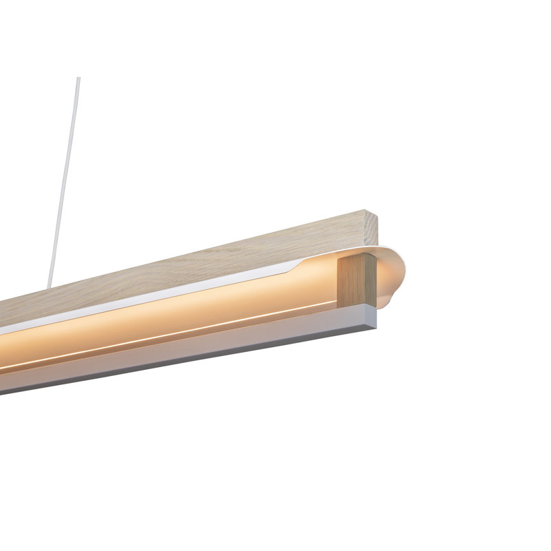 Nubis Linear Pendant -  White Washed Oak - White Canopy - Linear Canopy - Integrated LED - 3500K, 3000 K