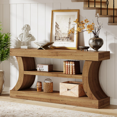 63" Long Farmhouse Console Table For Entryway