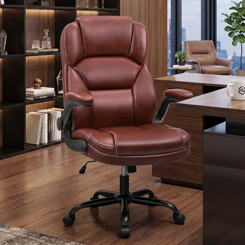 Fauteuil de direction ergonomique avec accoudoirs rabattables, Brun
