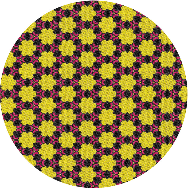 Tapis jaune / rose / noir Power Loom, Rond 4 pi