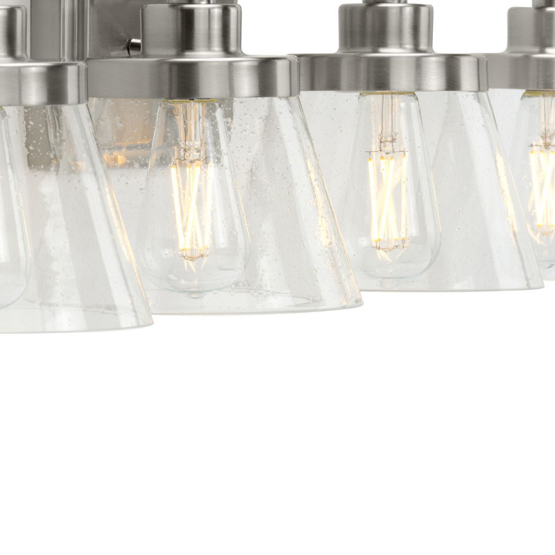 Rayleigh 4 - Light Vanity Light with Seeded Glass Shades, Brushed Nickel
