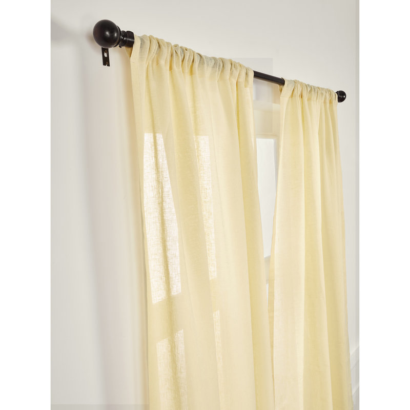 Sheer Curtain with Rod Pocket, 52" W x 63" L, Beige