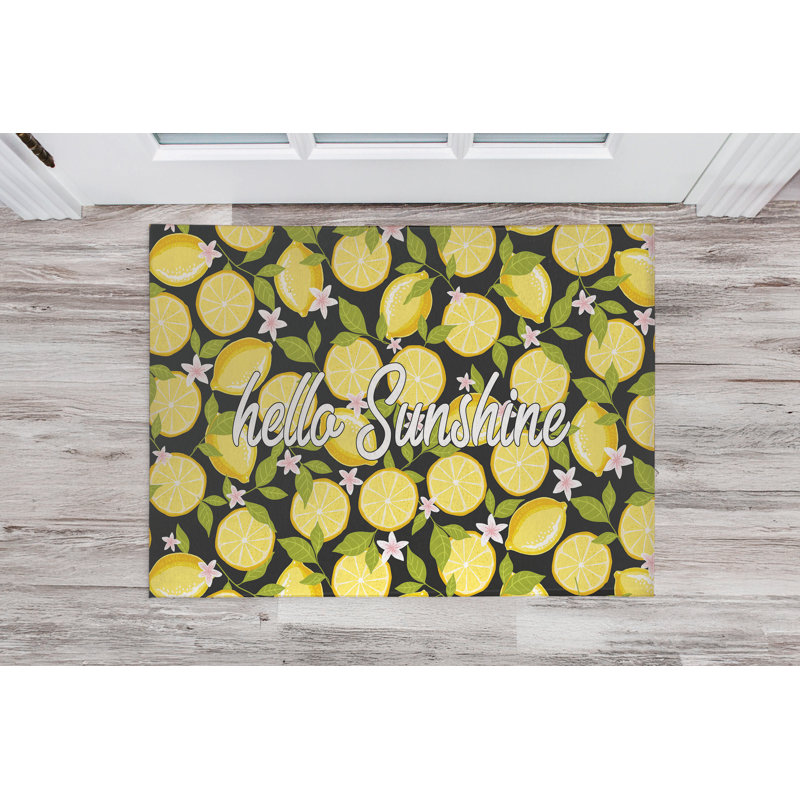 Lemons Hello Sunshine Indoor Doormat, Charcoal, 24" W x 36" L