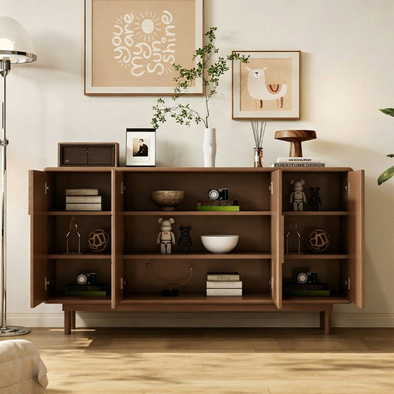 Armoire d'entrée médiévale, Noyer, H 35,43 po x l 62,99 po x P 13,77 po