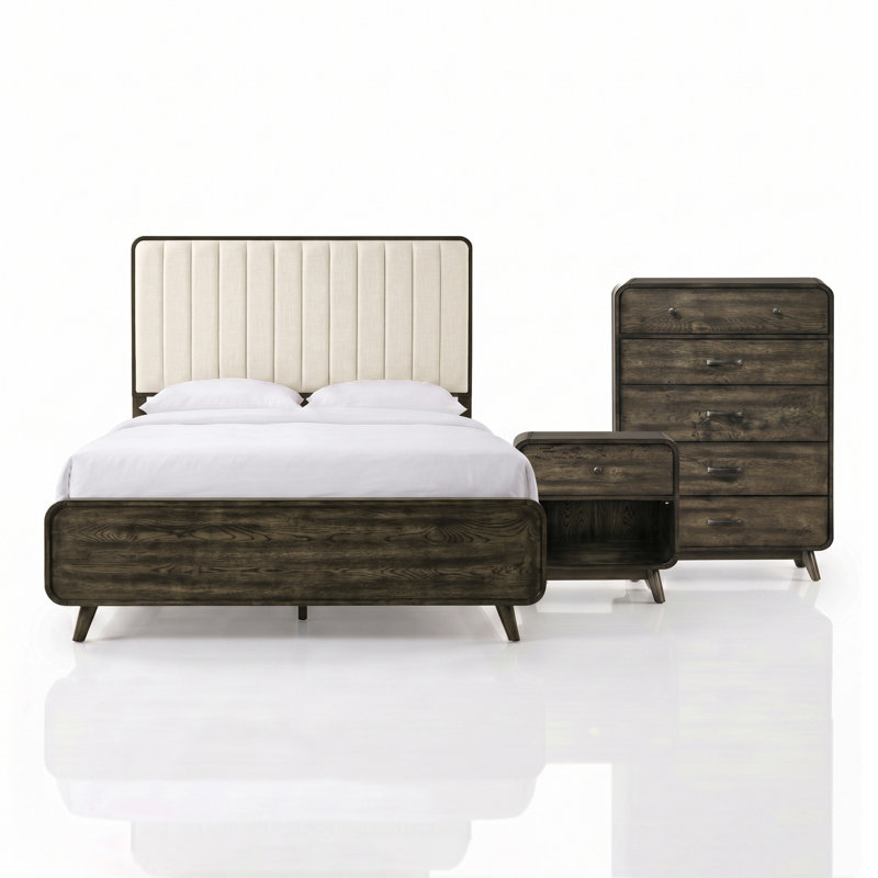Ensemble de chambre à coucher 3 pièces en bois massif Marlowe
