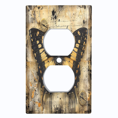 Couvercle de plaque d'interrupteur en métal; Bascule 4 bandes US standard - papillon gothique