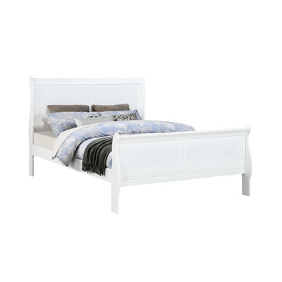 Lit pour chambre à coucher en bois massif blanc pour zone de confort grand format contemporain