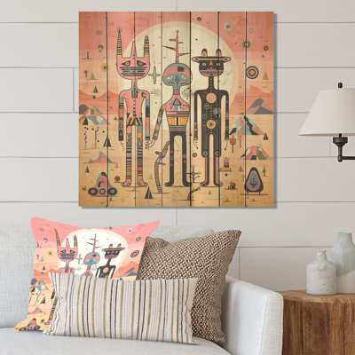 Psychedelic Mexican Statue I - Fruits On Wood Print