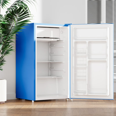BANGSON 3.2 Cu.Ft Mini Fridge with Freezer, Low Noise Energy Efficient Compact Refrigerator for Dorm Room, Apartment, Office，Blue