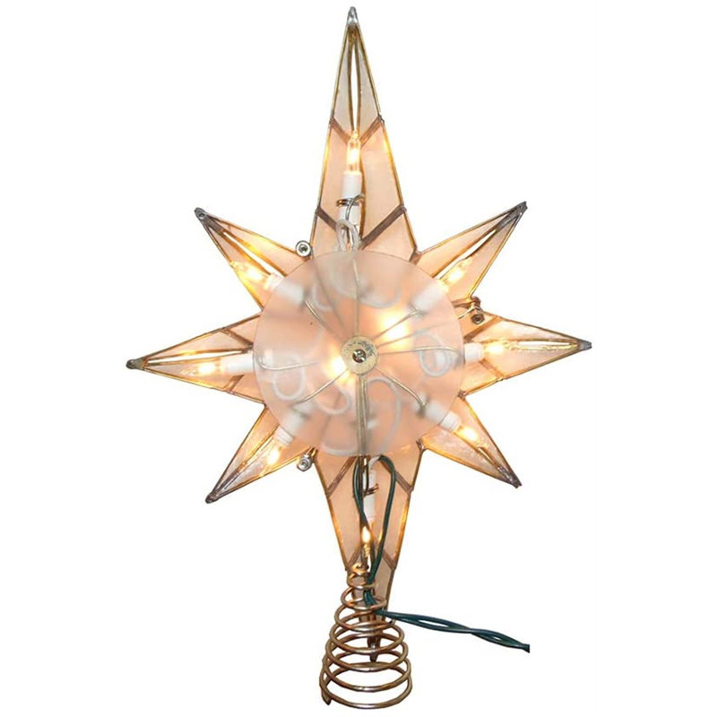 Décoration pour sommet de sapin étoile de Capiz Bethlehem 10 lumières 11,4 pouces Kurt Adler