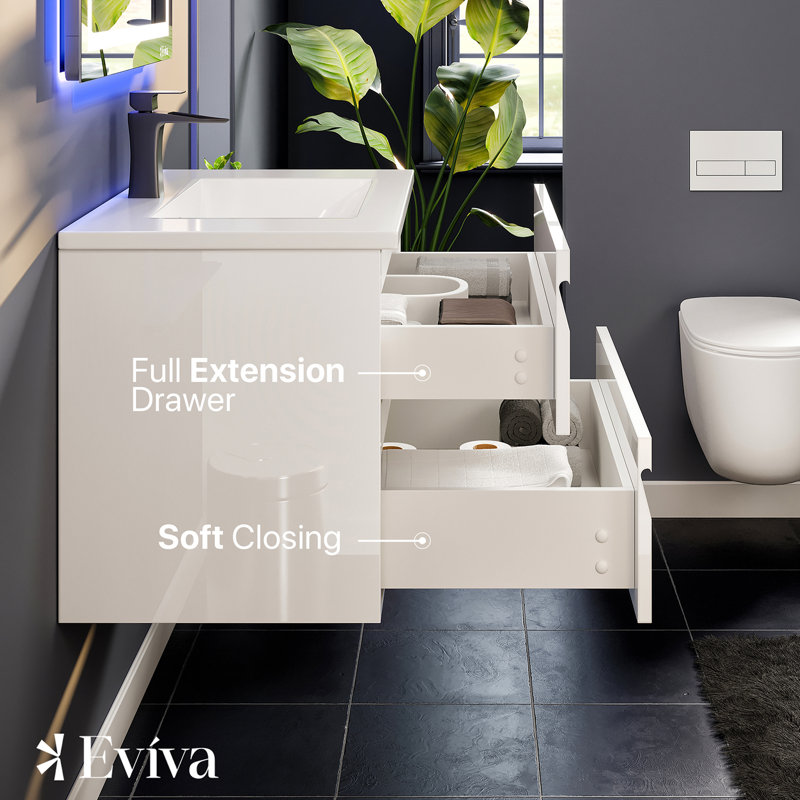 Alberthe 32" Wall-Mounted Single Bathroom Vanity Set, White