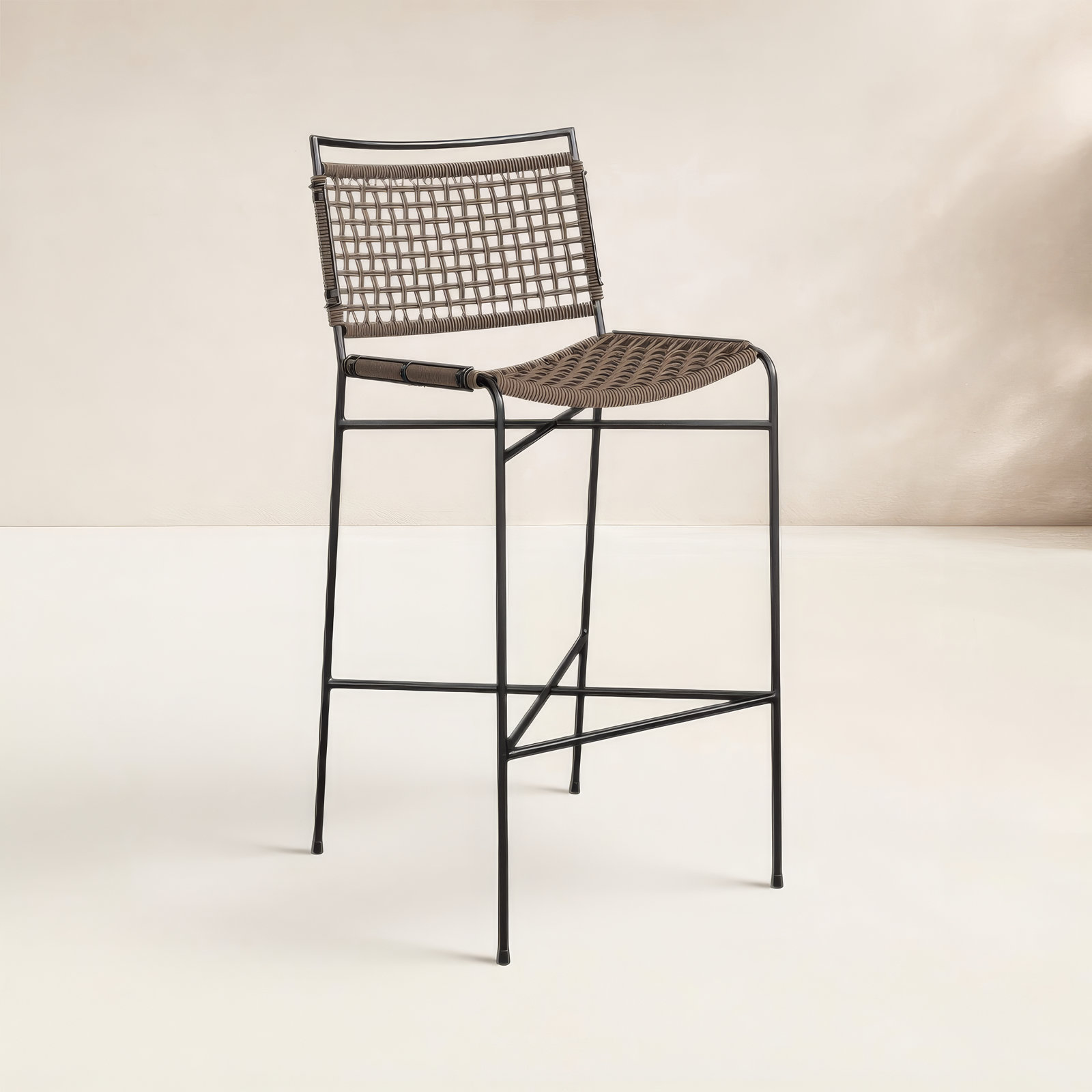 Segal Outdoor Bar Stool, 31.38" H, Earth Rope