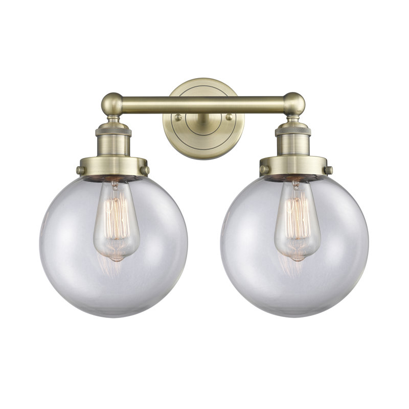 Alphonsa 2 - Light Dimmable Vanity Light, Clear, Antique Brass