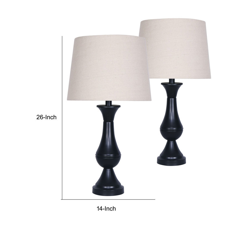 Plastic,S,2,24"H,Teardrop Table Lamps,Blk