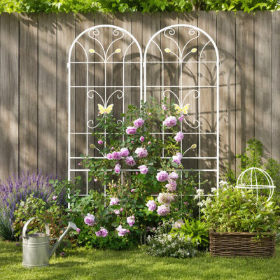 Ensemble de 2 treillis de jardin en métal 86,7 po antirouille pour plantes grimpantes