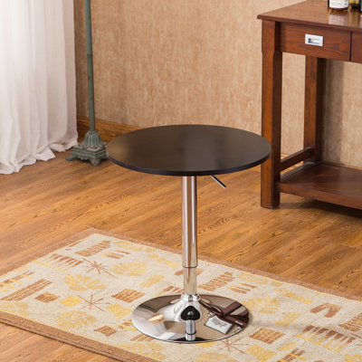 Adjustable Wood and Metal Bar Table in Black