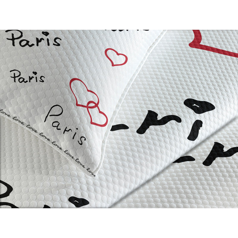 Ambesonne Eiffel Tower Bedspread Popular Paris Saying, King Bedspread + 2 Standard Shams