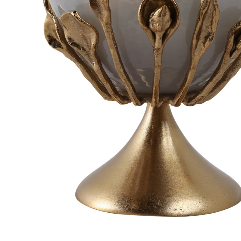 Sagebrook Home Eaves Glass And Metal Hurricane, 15" H x 9" W x 9" D