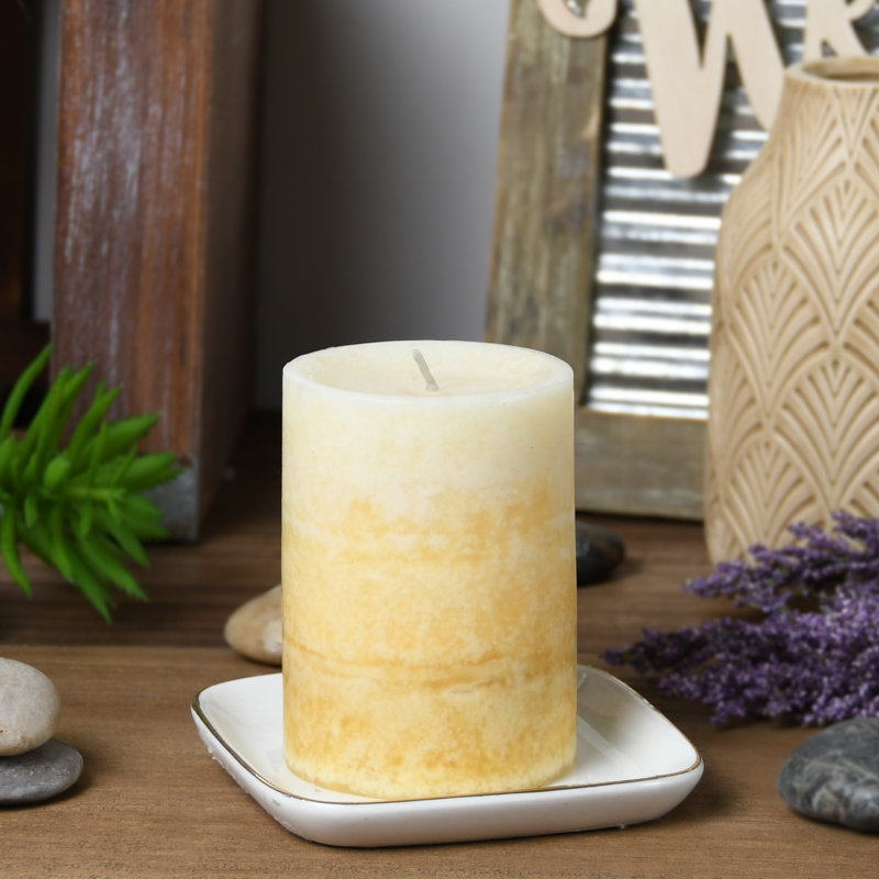 French Country Vanilla Scented Pillar Candle, 4"H x 3" W x 3" D, 24