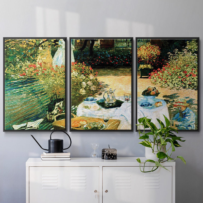 Monet, reproduction sur toile 3 pièces, H 24 po x l 48 po x P 2 po, Noir