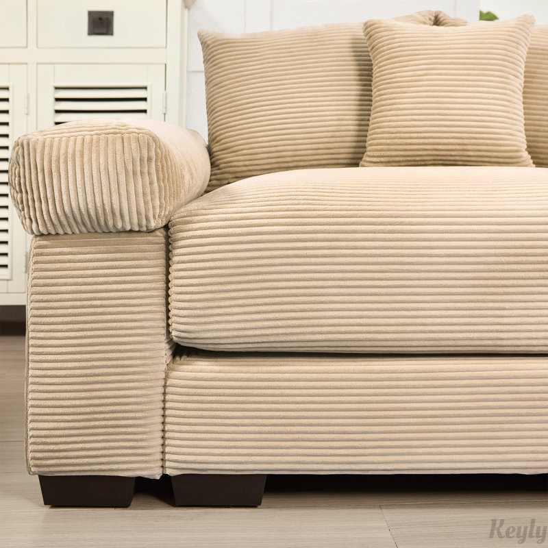 Très grand fauteuil 54,5 po en velours côtelé Cloud Cloud avec coussins décoratifs et repose-pieds, facile à assembler