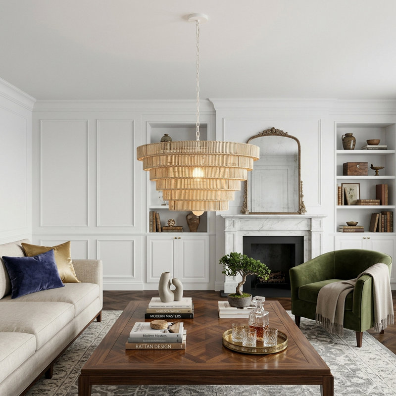 Light Brown Six Tier Hanging Chandelier
